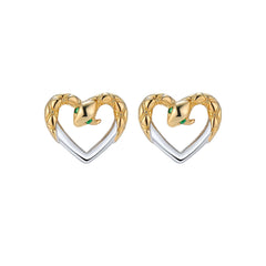 Snake Heart-shaped Silver Studs Earrings for Women