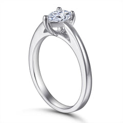 Pear Drop Zircon Solitaire Silver Ring
