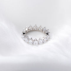 Heart Zircon Beading Sterling Silver Ring for Women