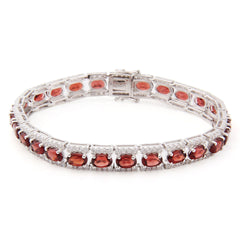 Oval Natural Gemstones Beading Silver Bracelet