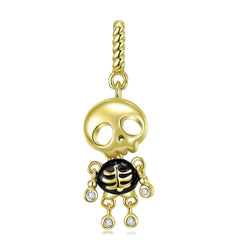 Halloween Cute Skull Puppet Pendant Silver Necklace