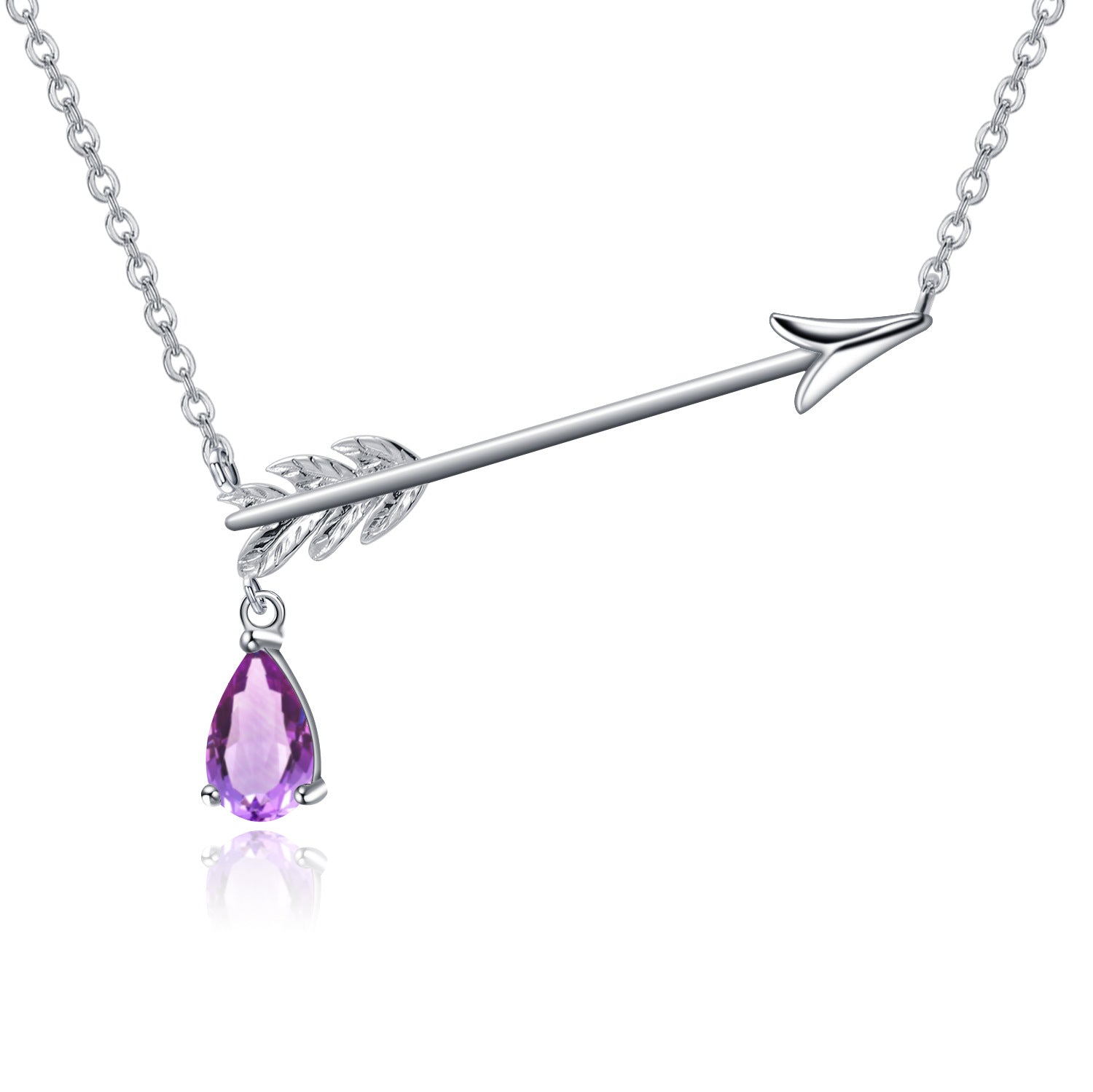 Unique Design with Natural Colourful Gemstone Bow and Arrow Pendant Silver Necklace for Women