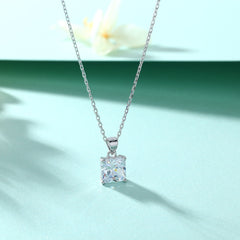 Princess Cut zircon pendant silver necklace for women