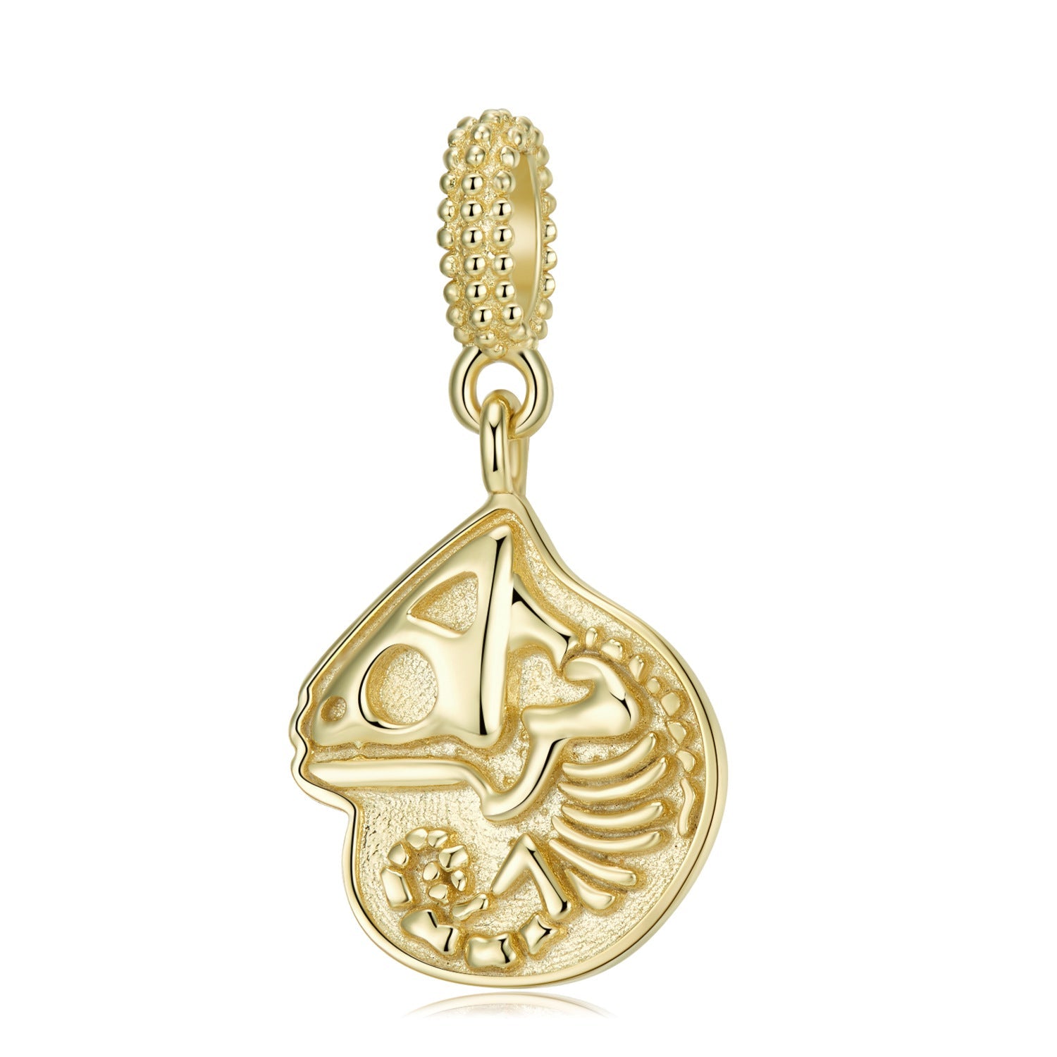 Golden Lizard Skeleton Pendant Silver Necklace