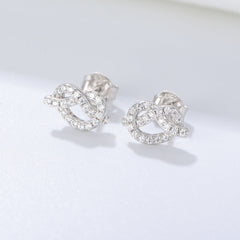Zircon Knot Silver Studs Earrings for Women