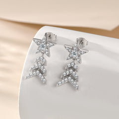Zircon Star Christmas Tree Pendant Sterling Silver Drop Earrings