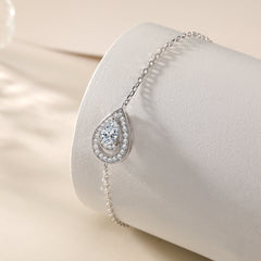 Water Drop Halo Pear Shape Zircon Sterling Silver Bracelet