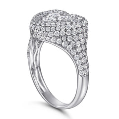 Sumptuous Heart Shape Full Zircon Soleste Halo Silver Ring