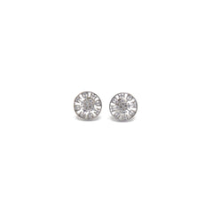 Hollow Disc Zircon Silver Stud Earrings