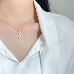 Zircon Hollow Gourd Pendant Silver Necklace for Women