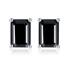 Solitaire 1.0 Carat Emerald Cut Moissanite Silver Stud Earrings