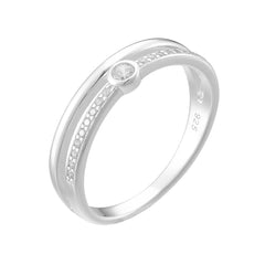 Round Zircon Double Layered Sterling Silver Ring