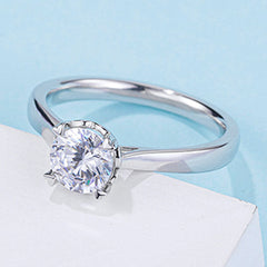 Love Four Prongs 1.0 Carat Round Cut Moissanite Engagement Ring