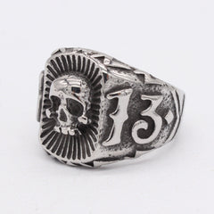 Halloween Rectangle Skull 13 Titanium Steel Ring for Men