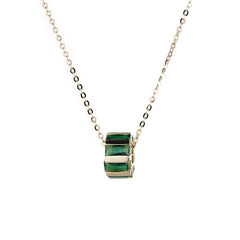 (Two Colours) Emerald Colour Zircon Water Wheel Pendants Collarbone Necklace for Women