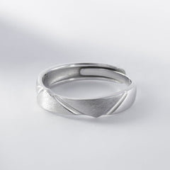 Irregular Lines Silver Couple Ring for Women