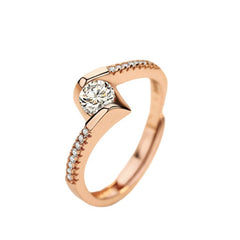 Round Zircon Square Silver Ring