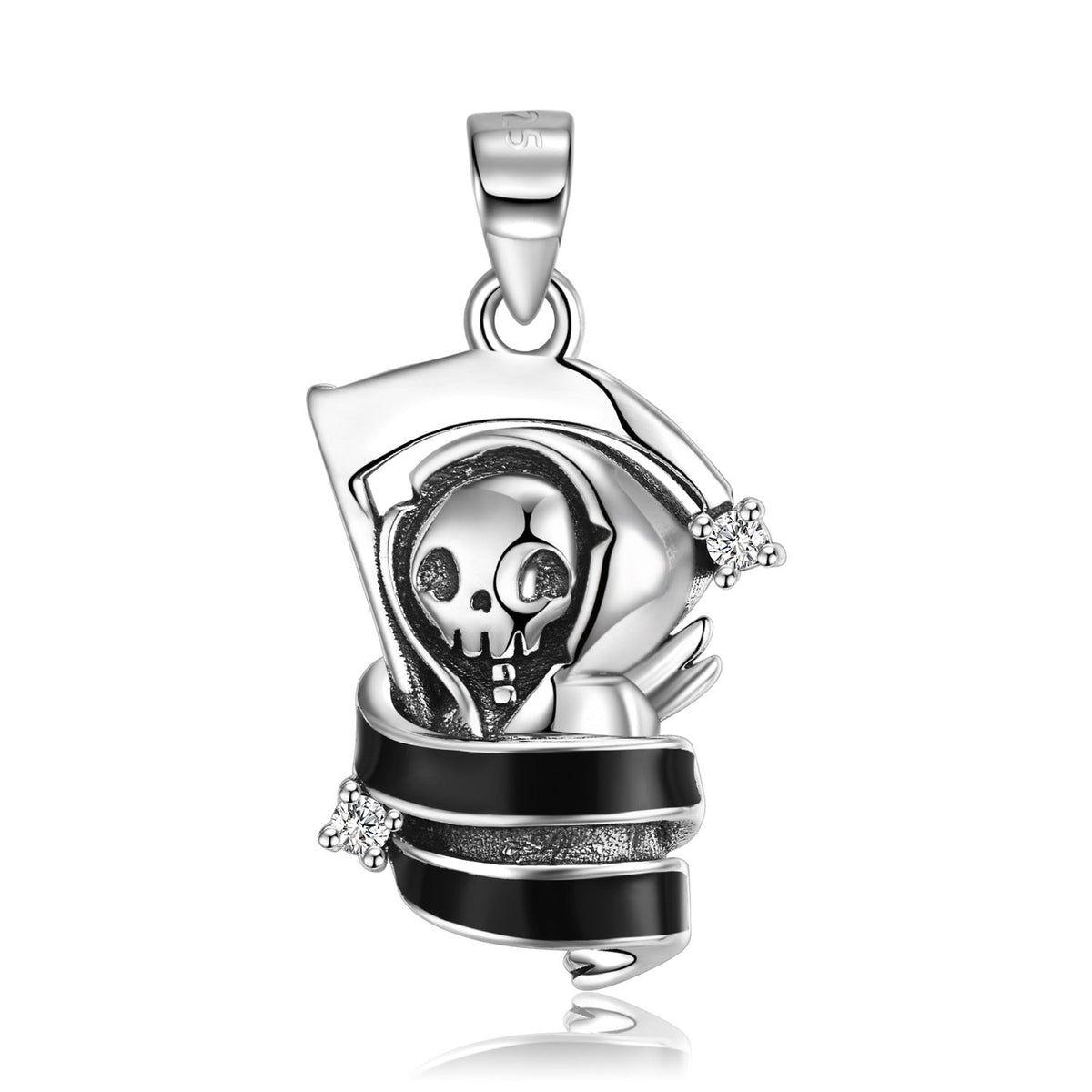 Halloween Cute Sickle Death Skull Pendant Silver Necklace