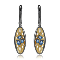 Italian Design Inlaid Colourful Gemstones Creative Lotus Root Shape Silver Drop Earrings for Women