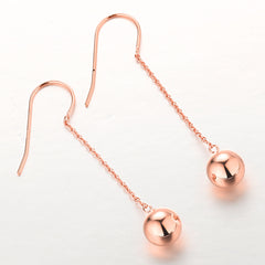 Round Bead Silver Drop Earrings for Women