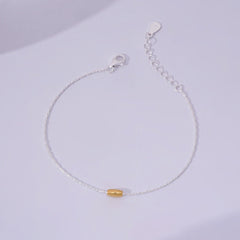 Golden Olive Bead Silver Bracelet