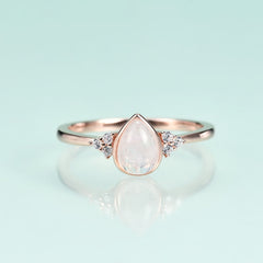 Pear Shape Natural Moonstone Silver Ring