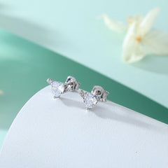 Triangle Zircon V-shape Silver Studs Earrings for Women