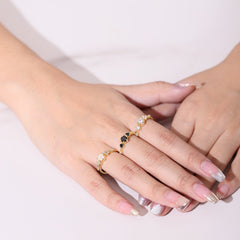 Round Cut Natural Moonstone and Blue Zircon Silver Ring