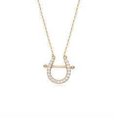 (Two Colours) White Zircon U-shaped Horseshoe Pendants Collarbone Necklace for Women