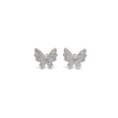 Butterfly Zircon Silver Stud Earrings