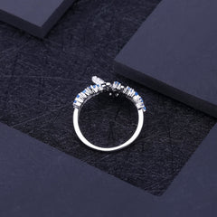 High Quality Luxury Inlaid Swiss Blue Gemstone Silver Ring for Women