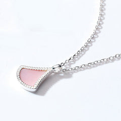 Pink Mother of Pearl Geometry Triangle Pendant Sterling Silver Necklace