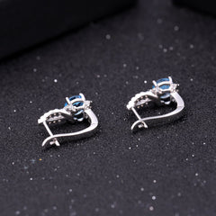 Natural Topaz Personality Round Cut Silver Studs Earrings for Women