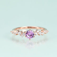 S925 Sterling Silver Inlaid Barbie Pink Gem Rose Gold Colour Ring for Women