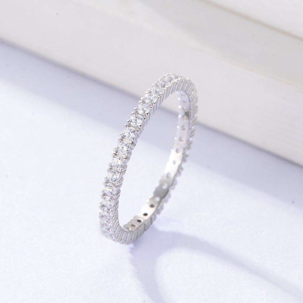 Zircon Eternity Sterling Silver Ring