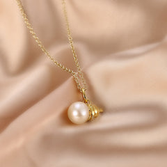 Small Gourd with Pearl Pendant  Silver Necklace for Women