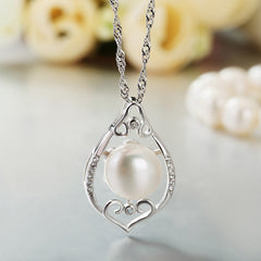 (Pendant Only) Leaf Shape with Freshwater Pearl Silver Pendant for Women