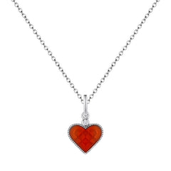 (Pendant only) Heart-shape Red Agate Silver Pendant for Women