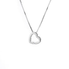 (Two Colours) White Zircon Simplicity Hollow Heart Pendants Collarbone Necklace for Women