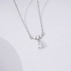 Pear Shape Zircon Silver Necklace