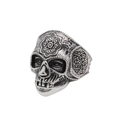 Halloween Mexican Carving Skull Titanium Steel Ring for Men