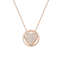 Zircon Love Circle Pendant Silver Necklace for Women