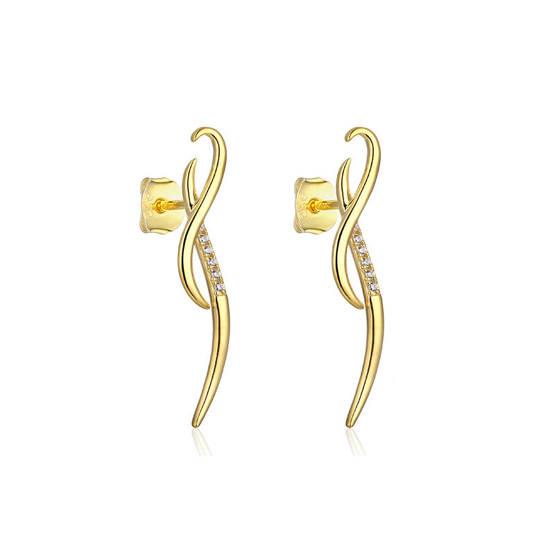 Geometric Shape with Zircon Silver Studs Earrings for Women