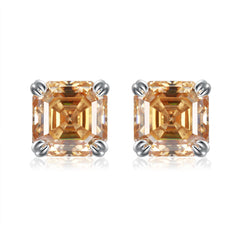 Solitaire 1.0 Carat Asscher Cut Moissanite Silver Stud Earrings