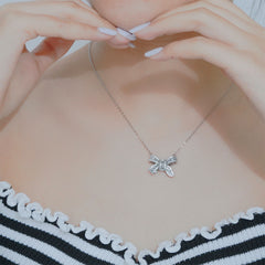 Zircon Bowknot Silver Necklace