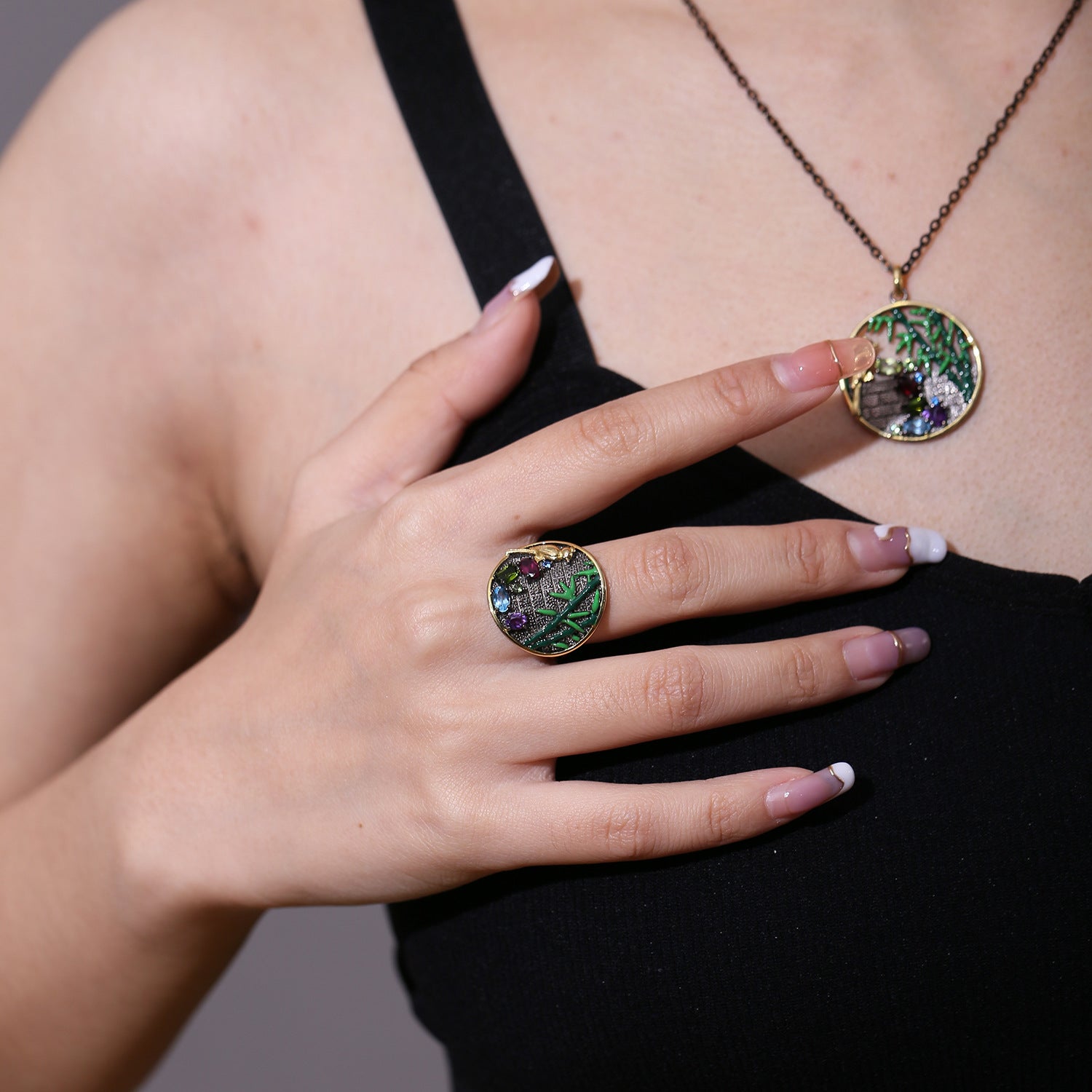 Natural Rose Garnet Ring 925 Silver Ring