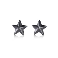 Small Black Star Silver Stud Earrings for Women