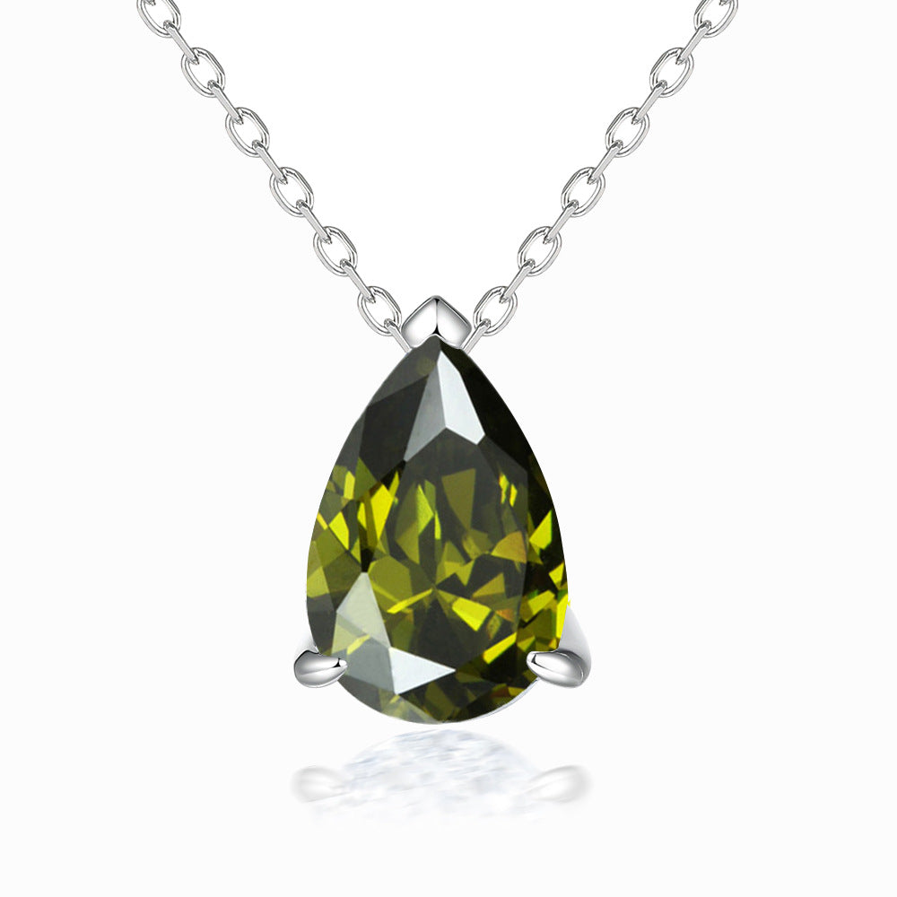 Pear Drop Zircon Pendant Silver Necklace for Women