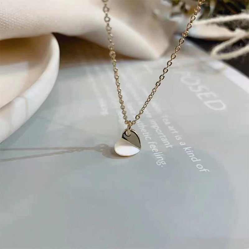 Gold Colour Heart Shape Solitaire Pendants Collarbone Necklace for Women