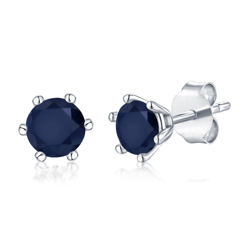 Round Cut Sterling Silver Studs for Women